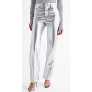 Express Silver Metallic Straight Leg NWT| High Rise Statement Denim